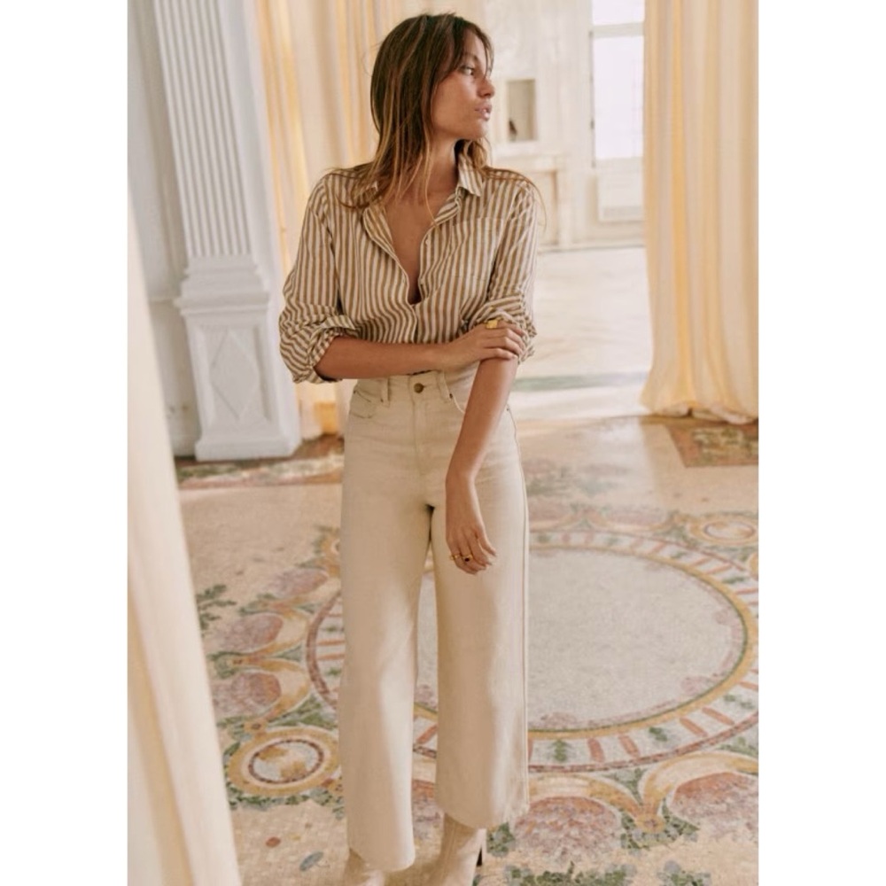Sézane Le Crop Beige Ecru Jeans Pants